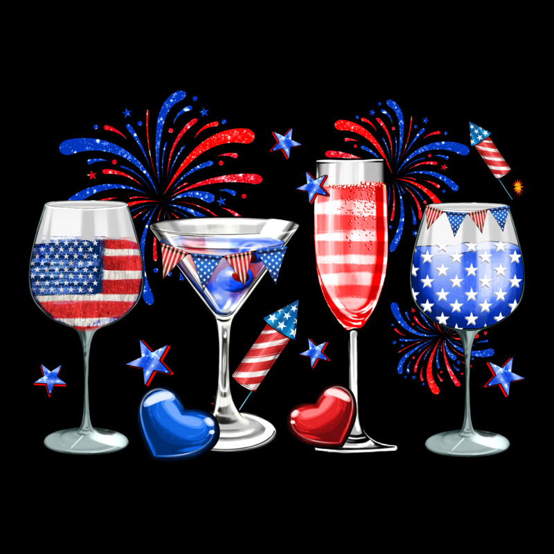 4th Of July Wine Glasses Ladies Tee by Neo Western | Teevron