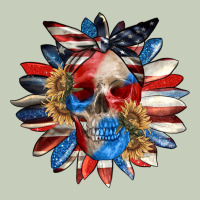 4th Of July Sunflower Skull 4th Of July Ladies Tee | Teevron