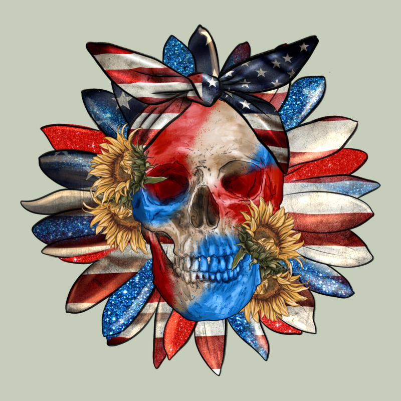 4th Of July Sunflower Skull 4th Of July Ladies Tee by CowGirlArtShop | Teevron