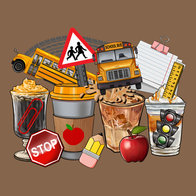 School Bus Coffee Cups Premium Tee by FaDigitalArtStudio | Teevron