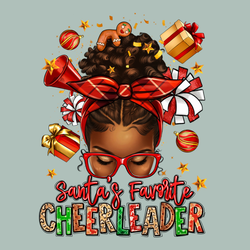 Santa's Favorite Cheerleader Afro Messy Bun Heavyweight Hoodie by texasbilliewilder | Teevron