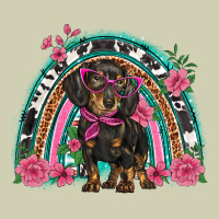 Dachshund Dog Pink  Floral Rainbow Heavy Core Tee | Teevron