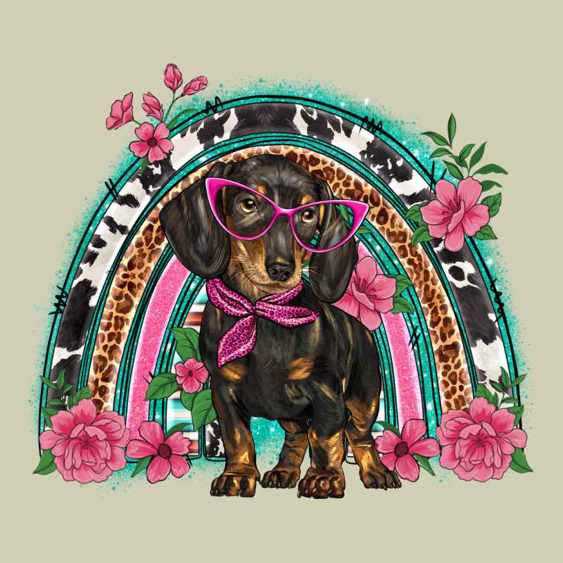 Dachshund Dog Pink  Floral Rainbow Heavy Core Tee by BarkalooDesign | Teevron