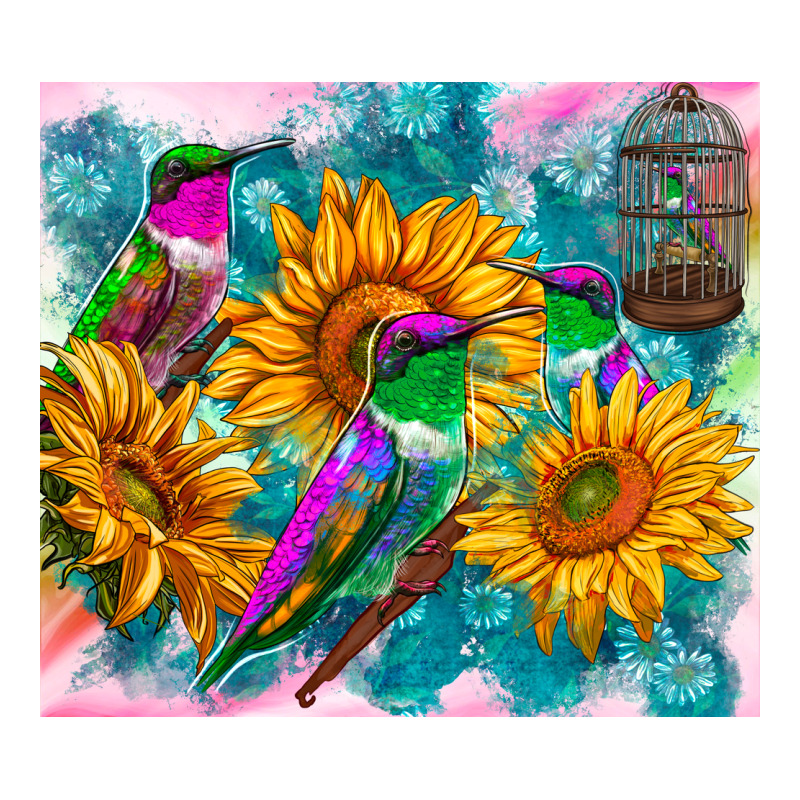 Hummingbirds Sunflower Premium Hoodie by TumblerDesignByShophia | Teevron