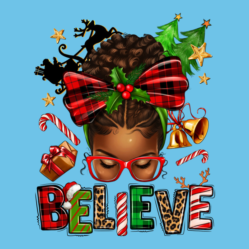 Christmas Believe Afro Messy Bun Premium Sweatshirt by texasbilliewilder | Teevron