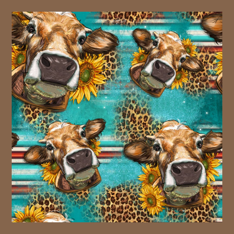 Western Sunflowers Cow Seamless Pattern Premium Tee by HRA Design Shop | Teevron
