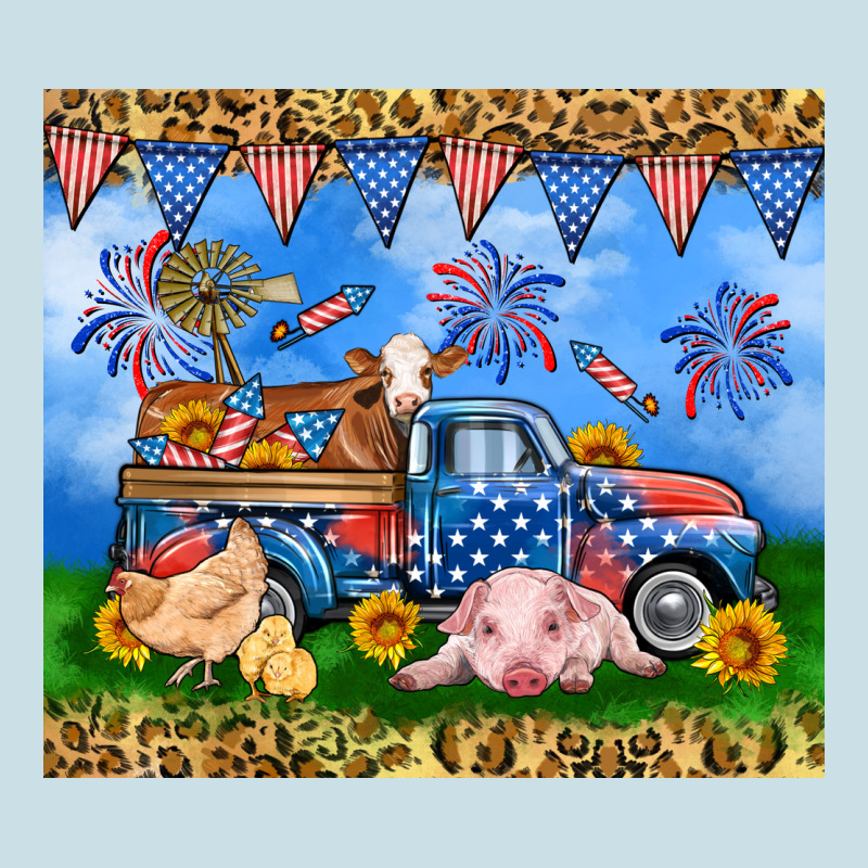 America Farm Animals Truck 20oz Skinny Tumbler Ladies Tee by Neo Western | Teevron