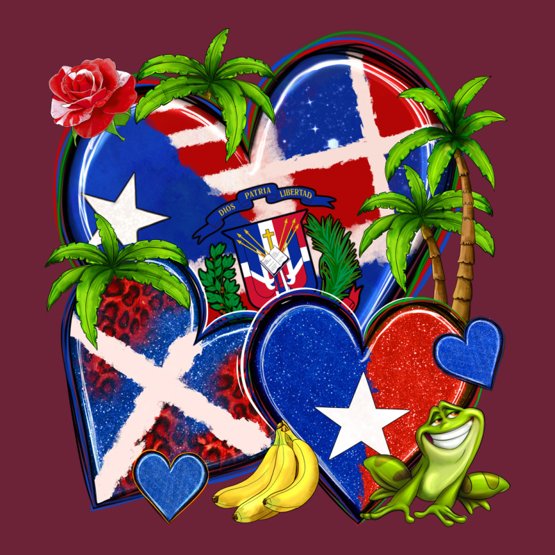 Puerto Rico With Dominican Republic Hearts Long Sleeve Tee by NancyCooperArtShop | Teevron