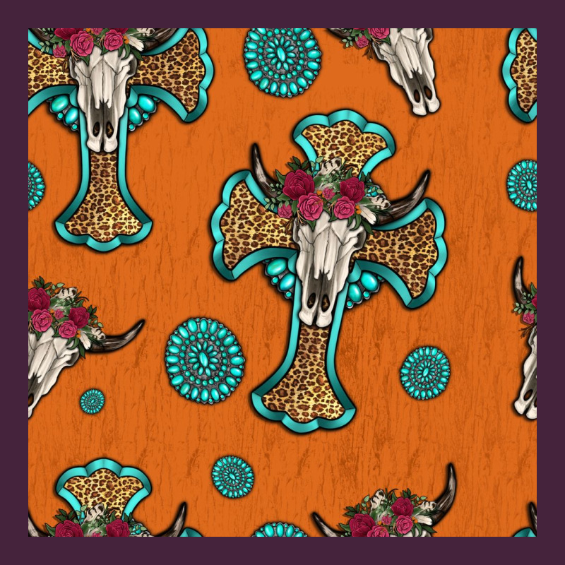 Western Cross And Bull Skull Seamless Pattern Premium Tee by HRA Design Shop | Teevron
