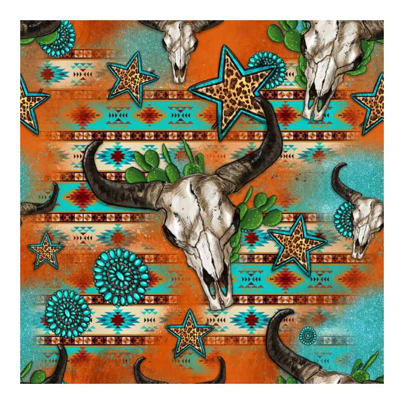Western Bull Skull Seamless Pattern Premium Tee by HRA Design Shop | Teevron