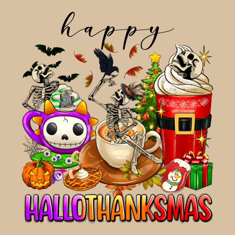 Happy Hallothanksmas Skeleton Coffee Cups Heavyweight Hoodie by texasbilliewilder | Teevron