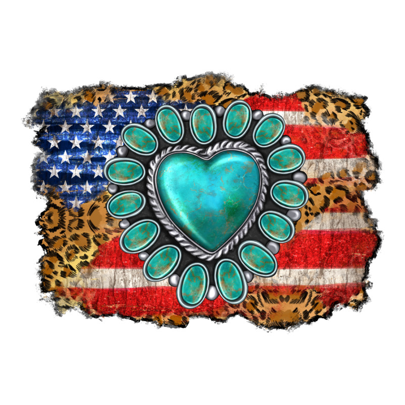 American Flag Leopard Turquoise Gemstone Ladies Tee by Neo Western | Teevron