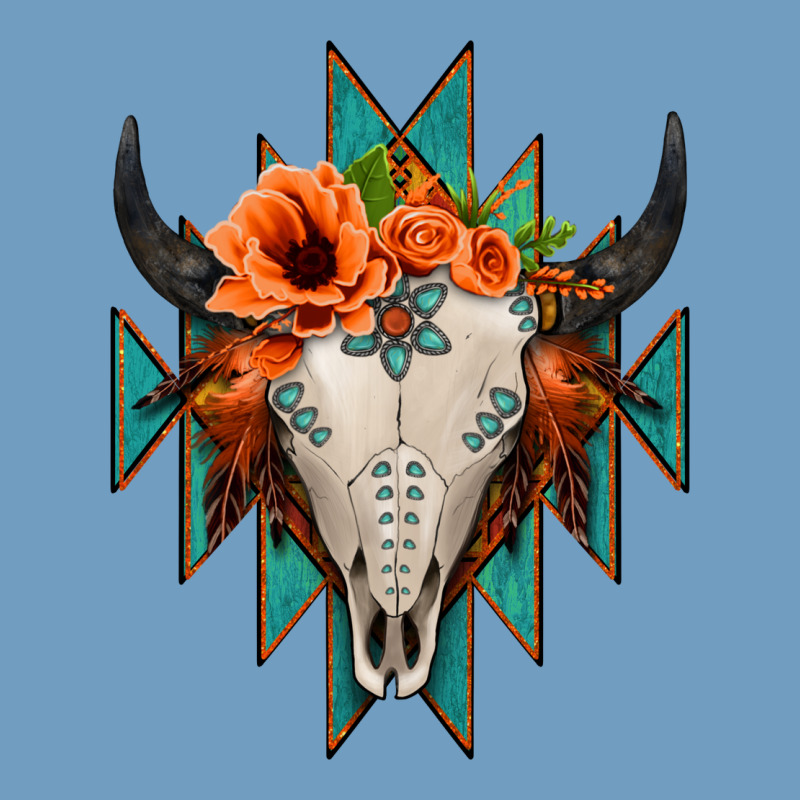 Aztec Turquoise Bull Skull Urban Heavy Tee by Jasminsmagicworld | Teevron