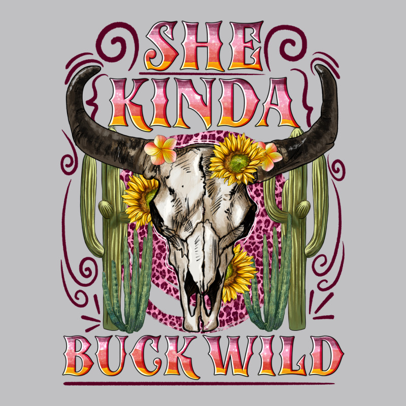 She Kinda Buck Wild With Bull Skull Long Sleeve Tee by NancyCooperArtShop | Teevron