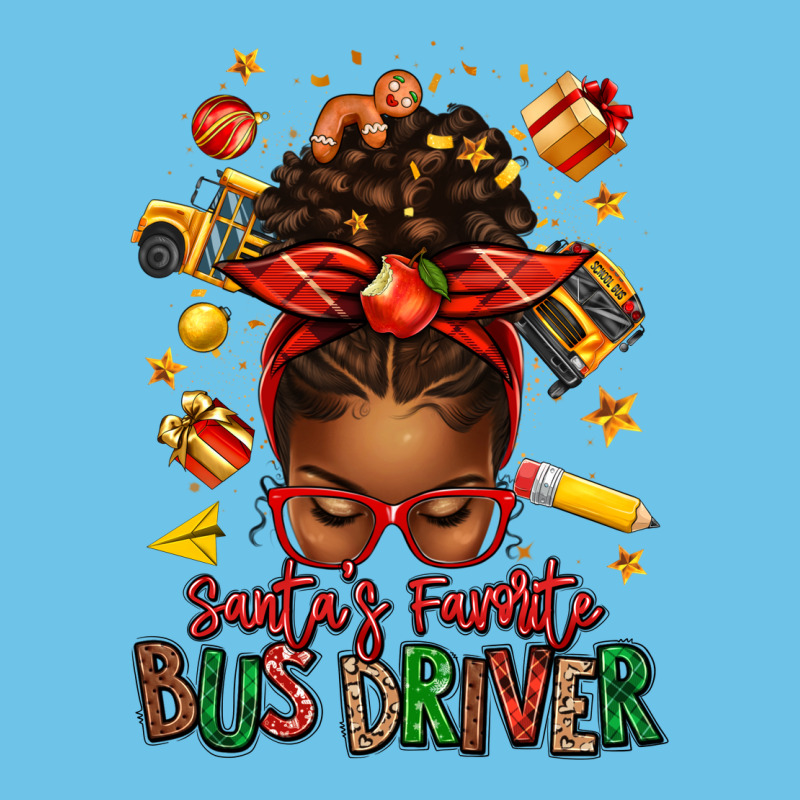 Santas Favorite School Bus Driver Afro Messy Bun Premium Sweatshirt by texasbilliewilder | Teevron