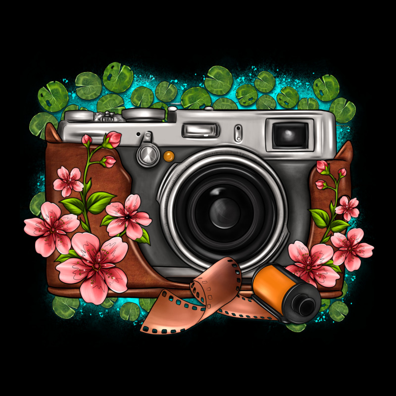 Floral Lotus Leaf Film Roll Vintage Camera Premium Tee by FaDigitalArtStudio | Teevron