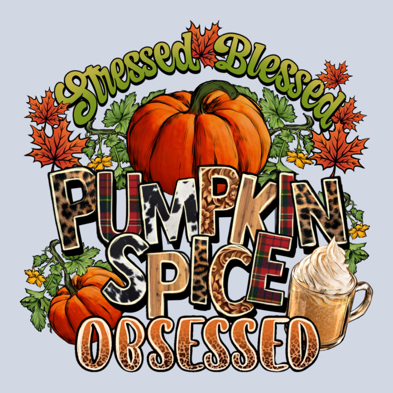 Stressed Blessed Pumpkin Spice Obsessed Fall Premium Sweatshirt by NancyCooperArtShop | Teevron