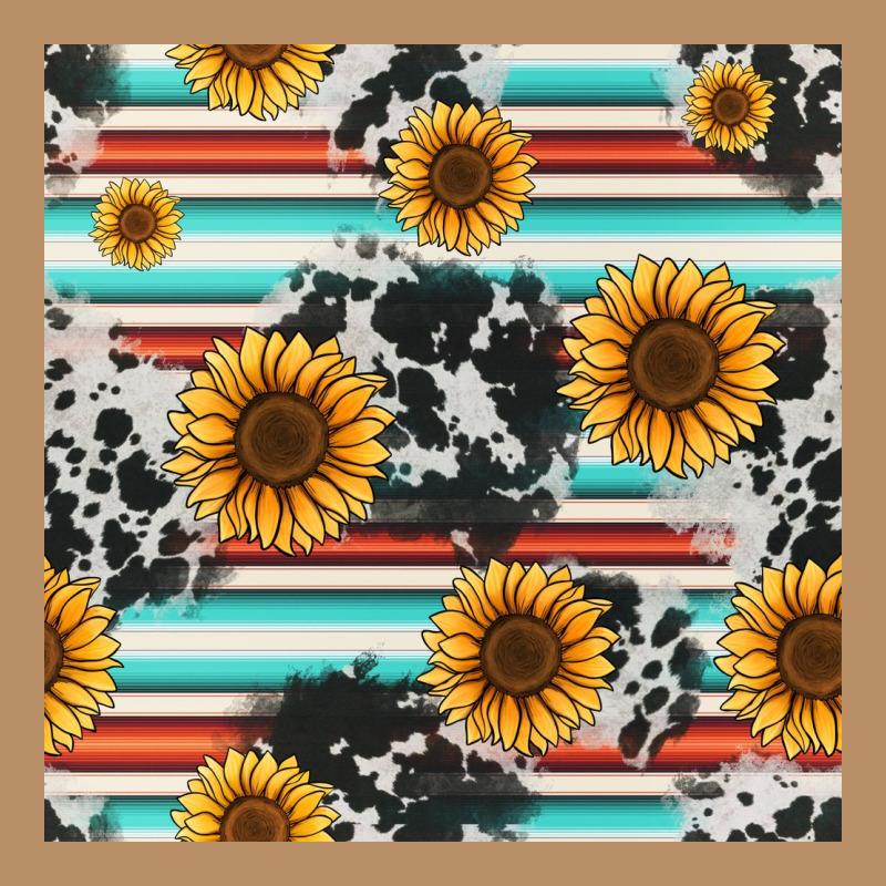 Serape Cowhide Sunflowers Seamless Pattern 12inch Vintage Hoodie by Jasminsmagicworld | Teevron