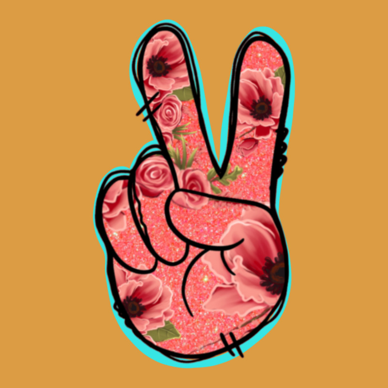 Pink Floral Glitter Peace Sign Urban Heavy Tee by Jasminsmagicworld | Teevron