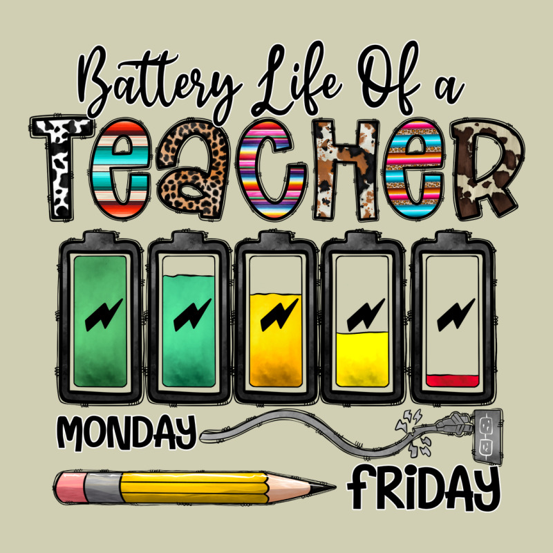 Battery Life Of A Teacher Monday Friday Heavy Core Tee by CowhideDigitalArt | Teevron