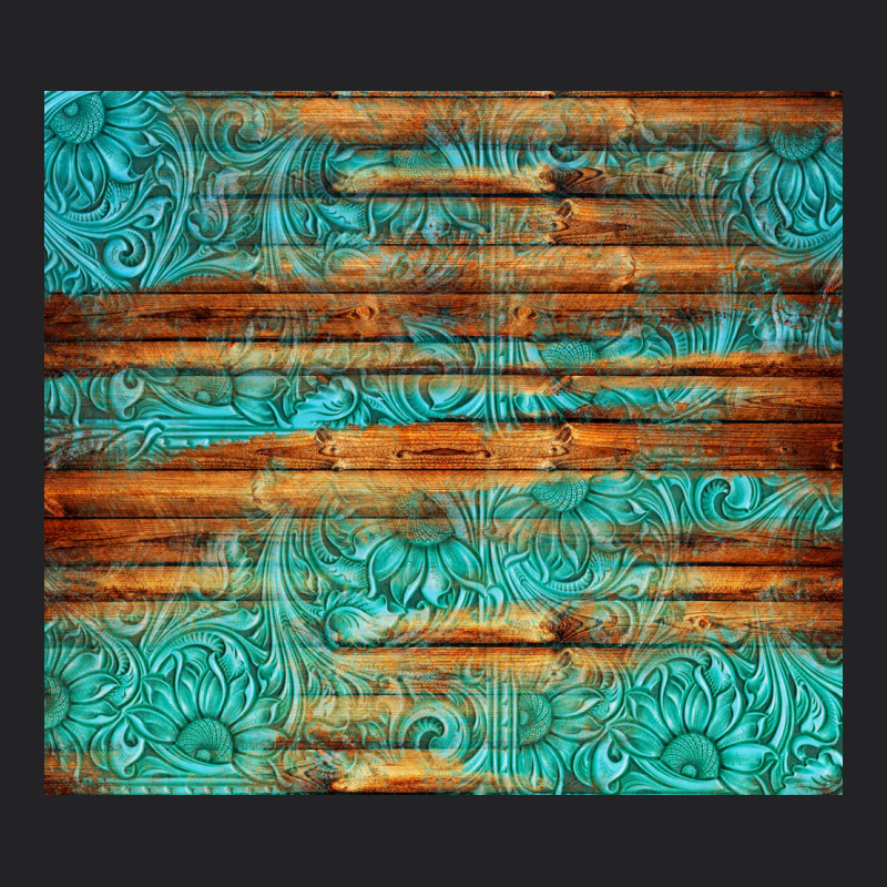 Turquoise  Leather And Wooden Pattern Tumbler Vintage Tee by Jasminsmagicworld | Teevron