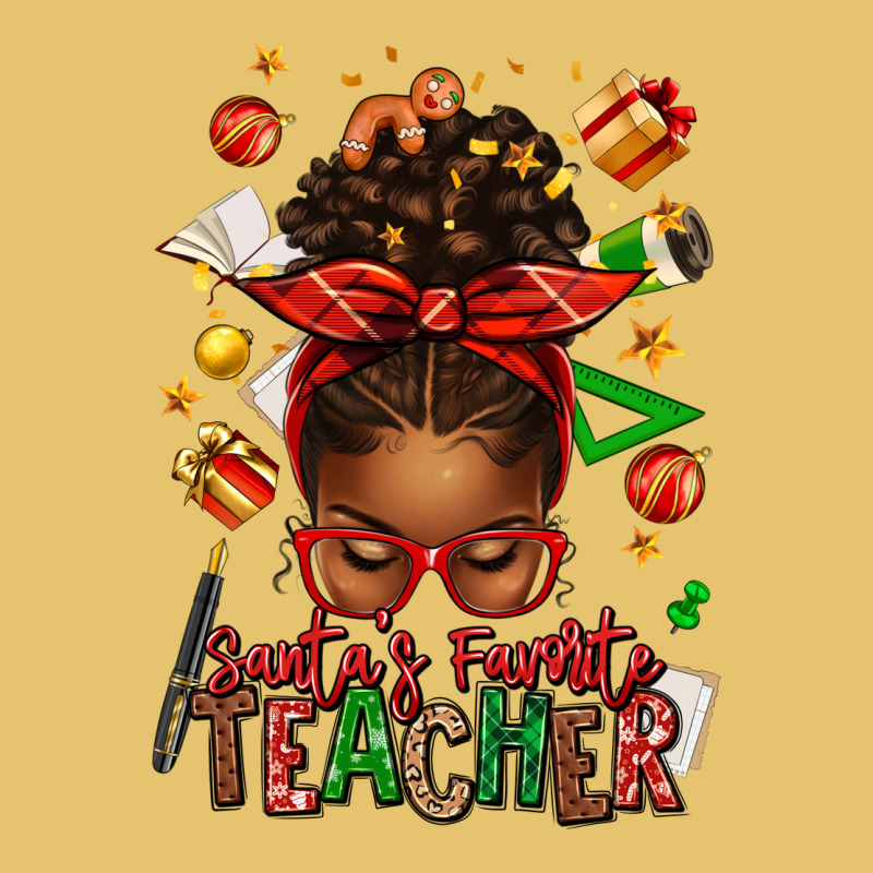Santa's Favorite Teacher Afro Messy Bun Premium Sweatshirt by texasbilliewilder | Teevron