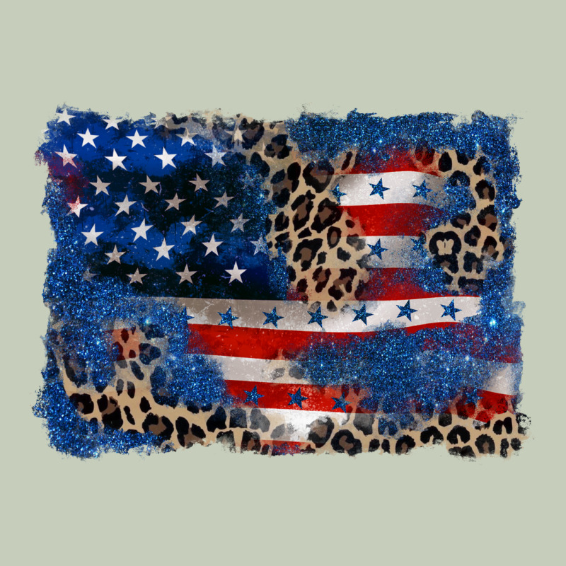 Leopard Glitter American Flag 4th Of July Ladies Tee by CowGirlArtShop | Teevron