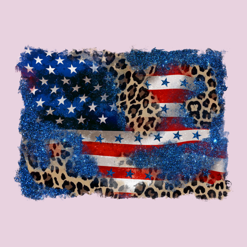 Leopard Glitter American Flag 4th Of July Ladies Tee by CowGirlArtShop | Teevron