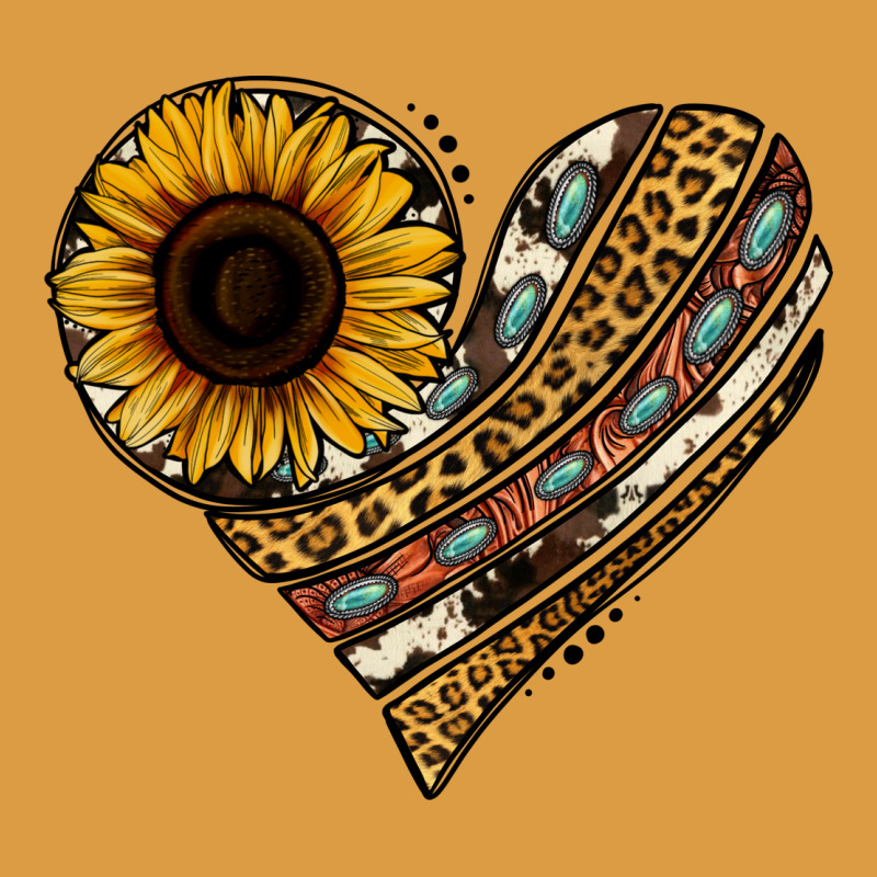 Western Sunflower Leopard Cowhide Heart Urban Heavy Tee by Jasminsmagicworld | Teevron