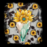 Cowhide Sunflower Gemstone Bull Skull Ladies Tee | Teevron