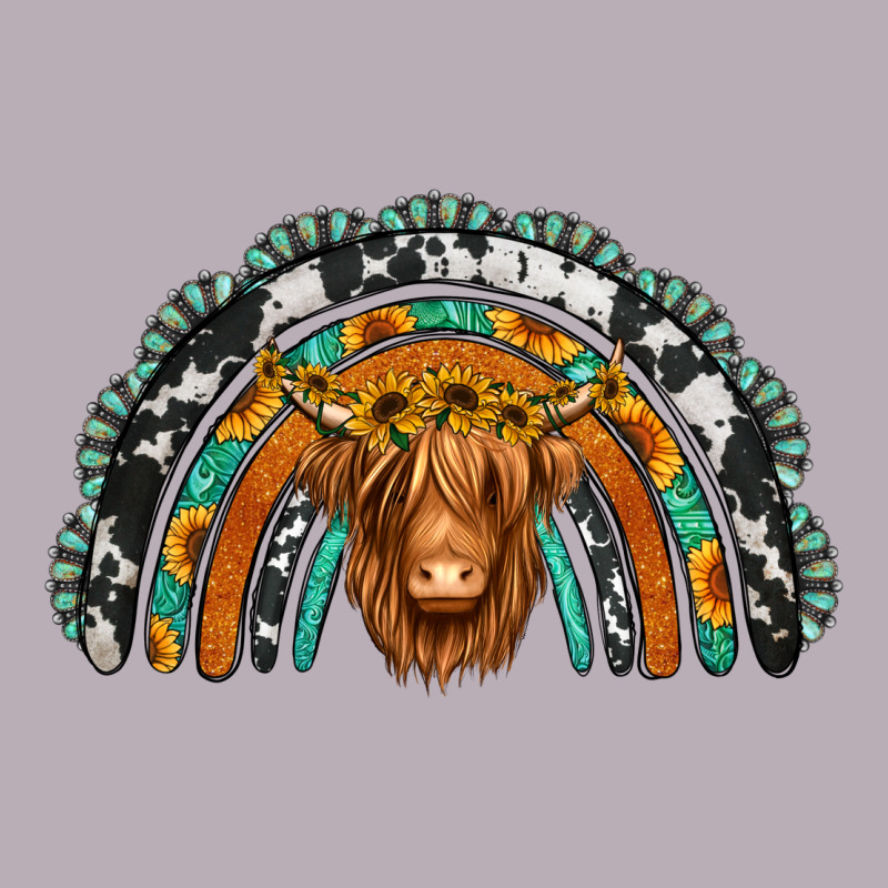 Turquoise Cowhide Sunflower Headband Highland Cow Vintage Tee by Jasminsmagicworld | Teevron