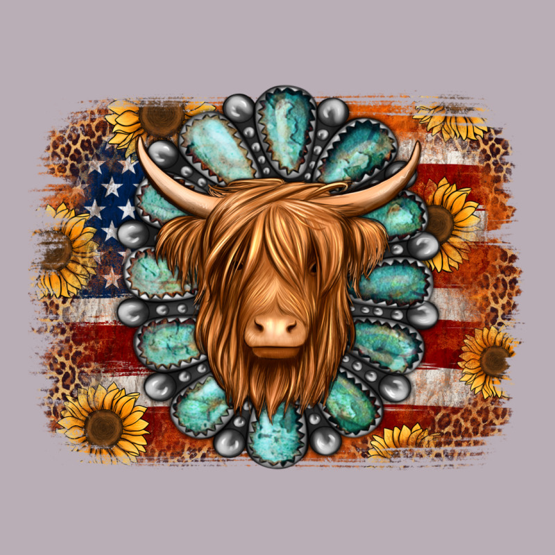 American Flag Sunflowers Highland Cow Turquoise Background Vintage Tee by Jasminsmagicworld | Teevron