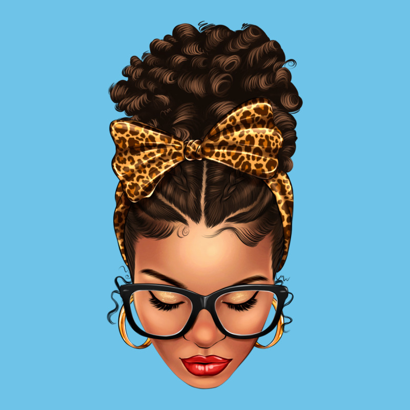 Light Skin Afro Messy Bun Leopard Bow Premium Sweatshirt by texasbilliewilder | Teevron