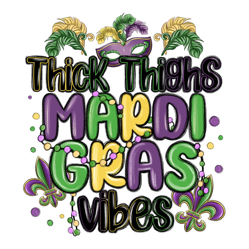 Thick Thighs Mardi Gras Vibes Classic Tee by MaliasSmallBusiness | Teevron