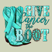 Give Cancer The Boot Ovarian Cancer Teal Ribbon Heavyweight Hoodie | Teevron