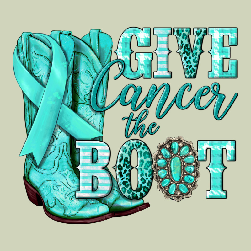Give Cancer The Boot Ovarian Cancer Teal Ribbon Heavyweight Hoodie by NancyCooperArtShop | Teevron