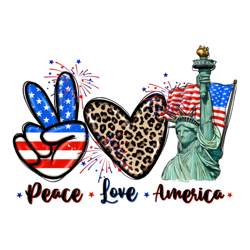 Peace Love America 4th Of July Ladies Tee by CowGirlArtShop | Teevron