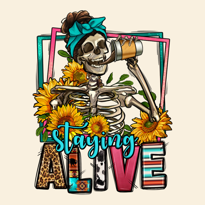Staying Alive Coffee Drinking Skeleton Vintage Hoodie by Jasminsmagicworld | Teevron