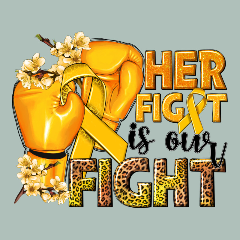 Her Fight Is Our Fight Childhood Cancer Yellow Heavyweight Hoodie by NancyCooperArtShop | Teevron
