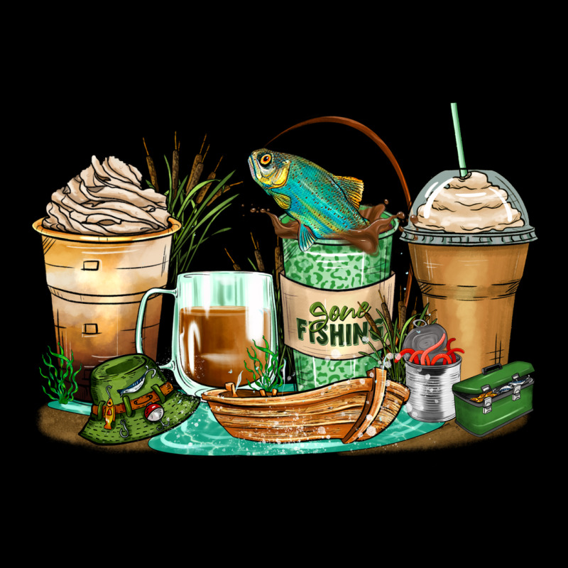 Fishing Coffee Cups Ladies Tee by Zillion Design Studio | Teevron