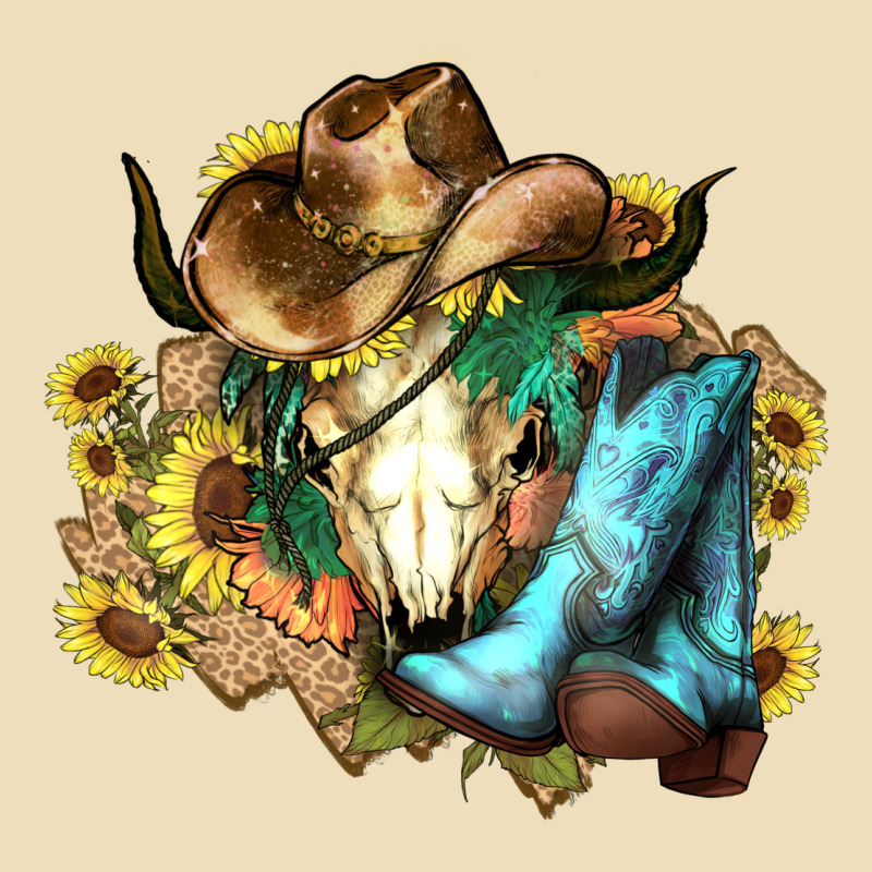 Cow Skull Cowboy Boots Hats Sunflowers Premium Hoodie by HowdyJamesFarm | Teevron