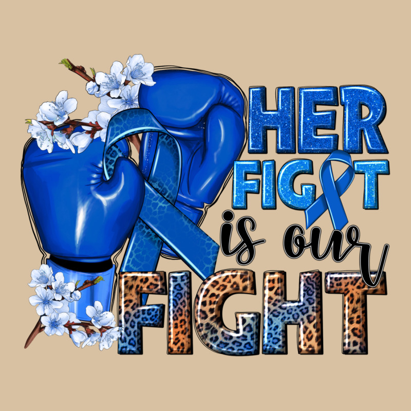 Her Fight Is Our Fight Colon Cancer Blue Ribbon Heavyweight Hoodie by NancyCooperArtShop | Teevron