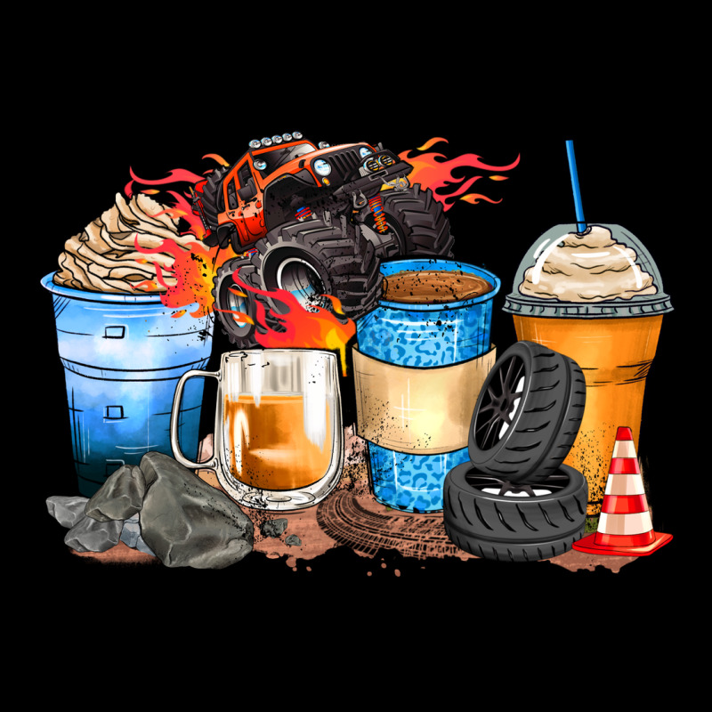 Monster Truck Coffee Cups Ladies Tee by Zillion Design Studio | Teevron