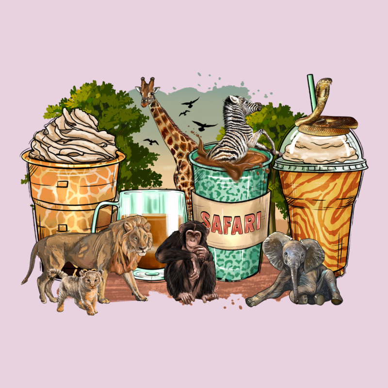Safari Animals Coffee Cups Ladies Tee by Zillion Design Studio | Teevron