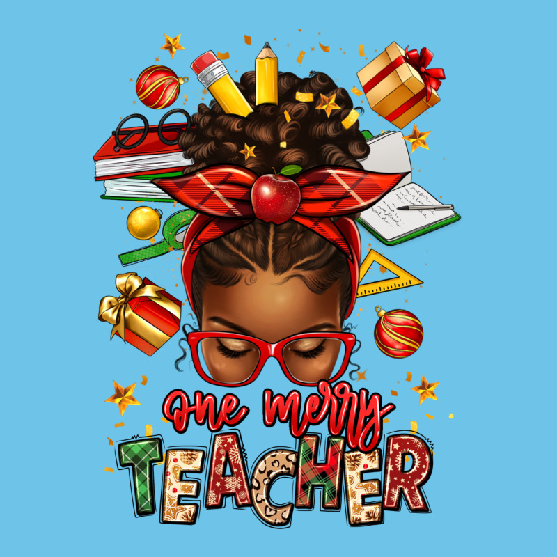 One Merry Teacher Afro Messy Bun Premium Sweatshirt by texasbilliewilder | Teevron