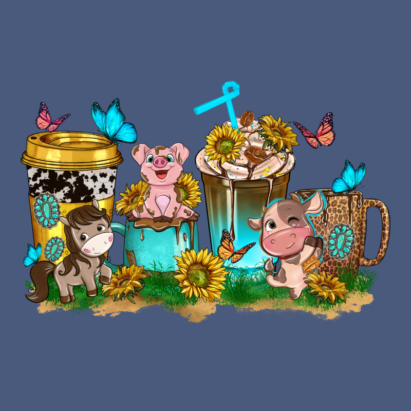 Farm Cute Animals With Sunflower Coffee Cups Vintage Hoodie by NancyCooperArtShop | Teevron