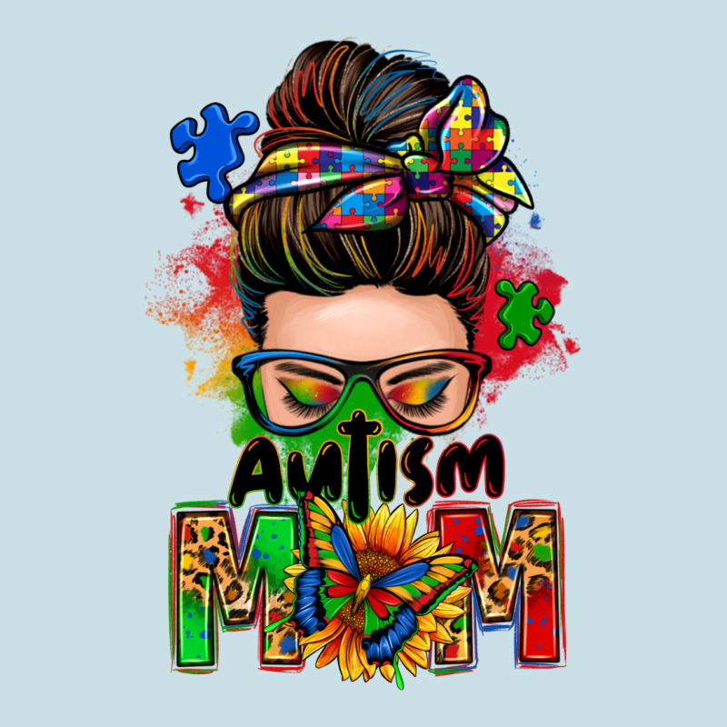 Autism Mom Messy Bun Ladies Tee by Zillion Design Studio | Teevron