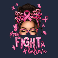 Pray Fight Believe Breast Cancer Afro Messy Bun Premium Sweatshirt | Teevron