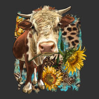 Hereford Heifer With Sunflower And Leopard Urban Heavy Tee | Teevron