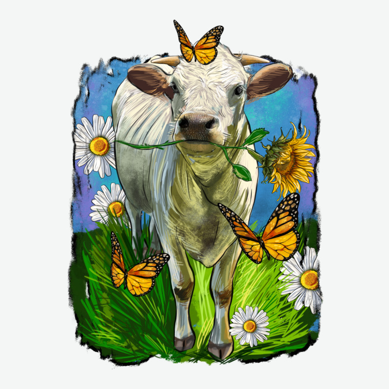 Charolais Heifer With Sunflower And Daisies Urban Heavy Tee by LillyAllenDesigns | Teevron
